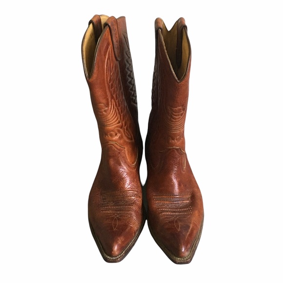 SANCHO Vintage Brown Leather Western Cowboy Boots - Picture 2 of 12